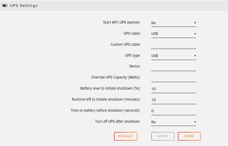 UPS Settings